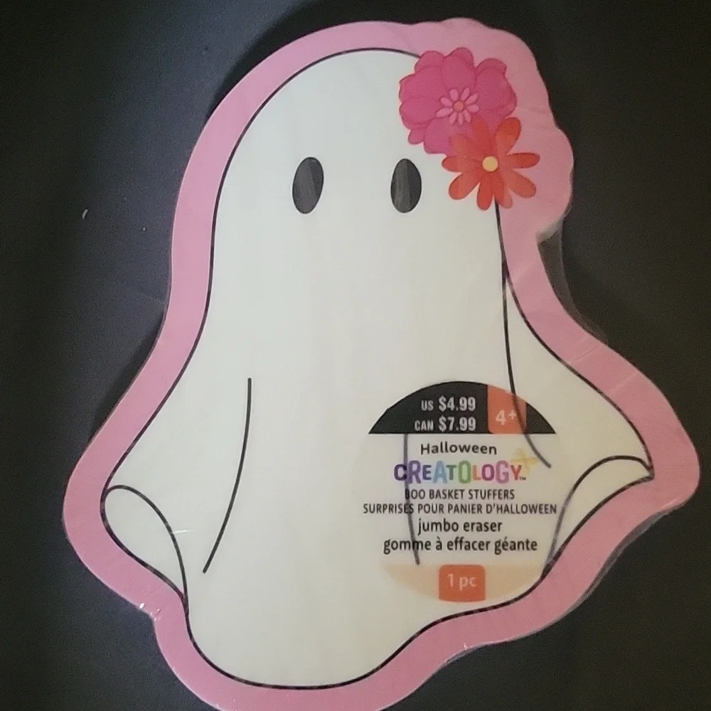Colorful Halloween Ghost and Pumpkin Giant Erasers.